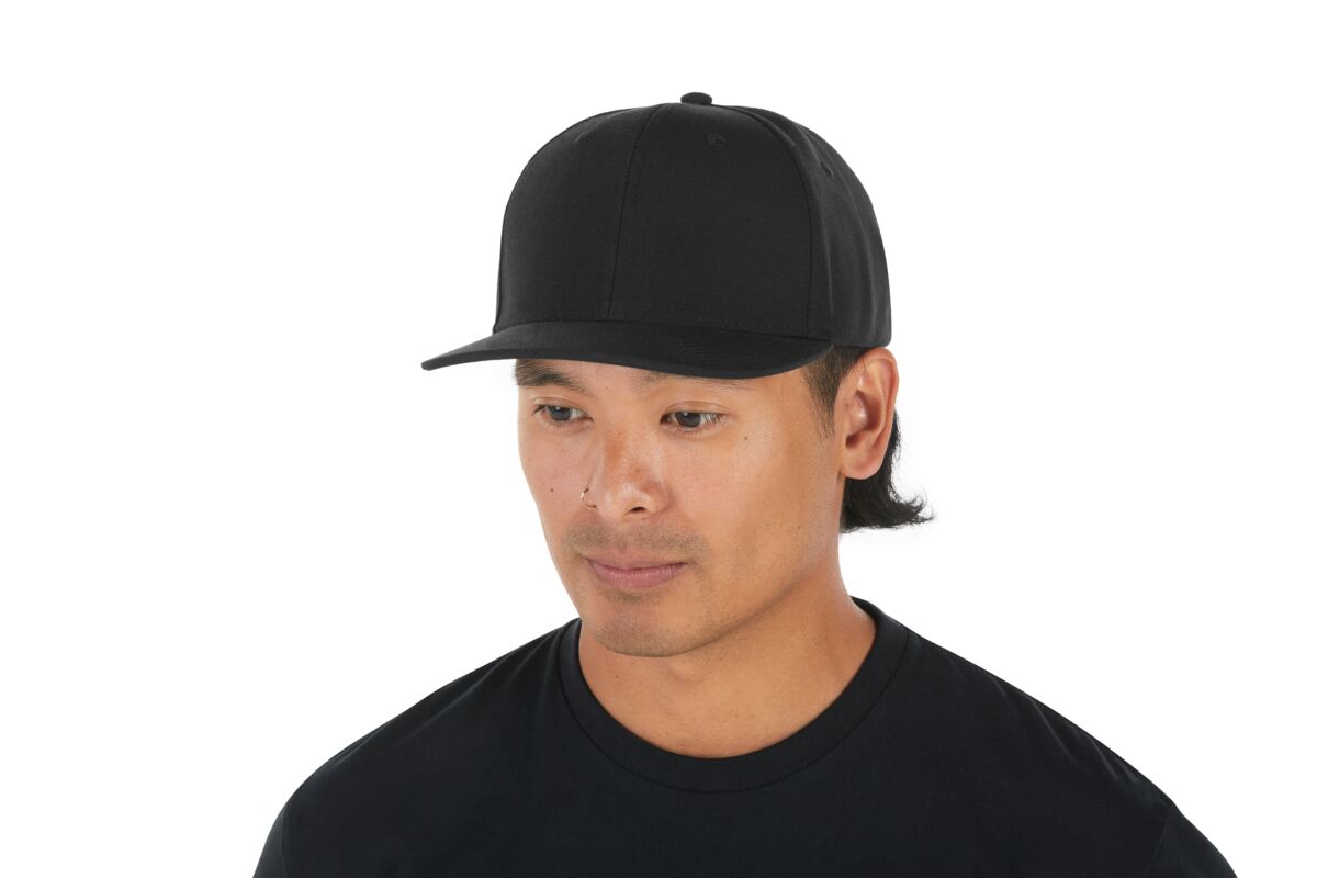 recycled-poly-classic-6-panel-hat-p3 WebPDP-HAT001002_Recycled_Poly_Classic_6Panel_Hat_Black_Studio_Harper_Studios_0723_Side_2__HAT001002OS.jpg