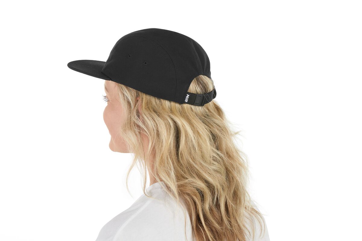 recycled-poly-flat-brim-5-panel-hat-h3 WebPDP-HAT003002_Recycled_Poly_Flat_Brim_5Panel_Hat_Black_Studio_Harper_Studios_0723_Side_2__HAT003002OS.jpg